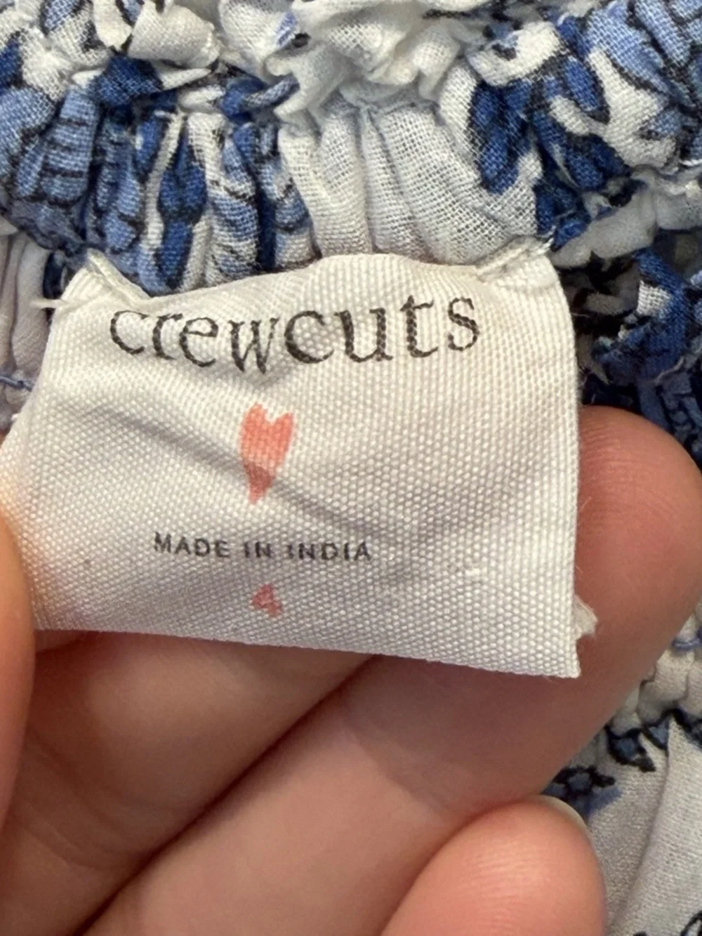Crewcuts Girls Size 4 Blue White Smocked Lined Puff Sleeve 100% Cotton Dress